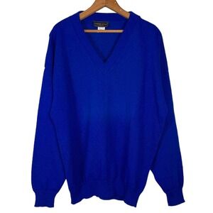 Andrew Rohan Blue Knit V-Neck Sweater         Size:  XL